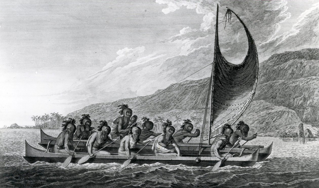 A Canoe of the Sandwich Islands, with the Rowers Masked, 1784 by John Webber