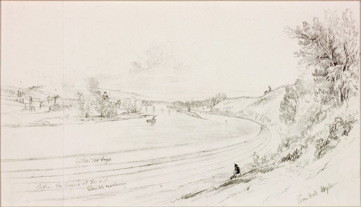 The River Wall, Wylam Scars by John Wilson Carmichael
