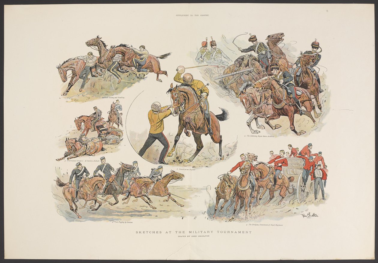 Sketches at the Military Tournament by John (after) Charlton