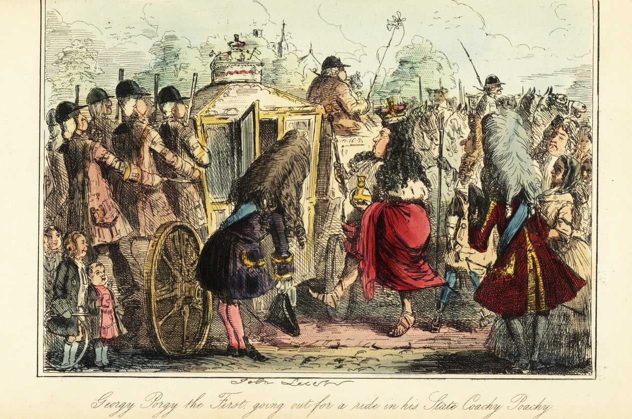 King George I of England boarding the royal coach to Osnabruck on the night of his death, 22 June 1727 by John (after) Leech