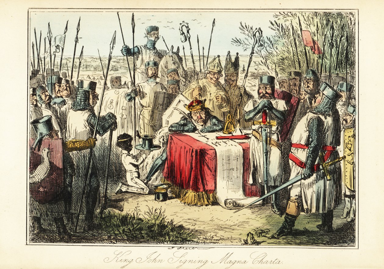King John signing the Magna Carta at Runnymede by John (after) Leech