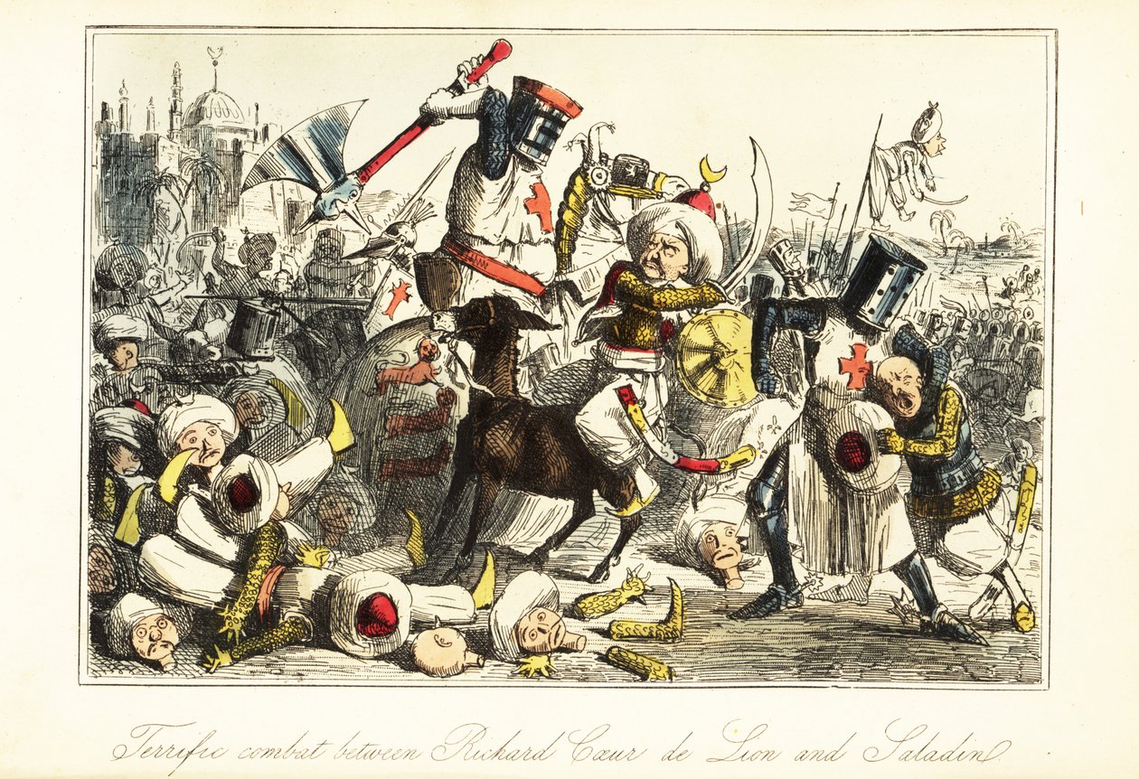 King Richard I fighting Saladin at the Battle of Arsuf, Palestine by John (after) Leech