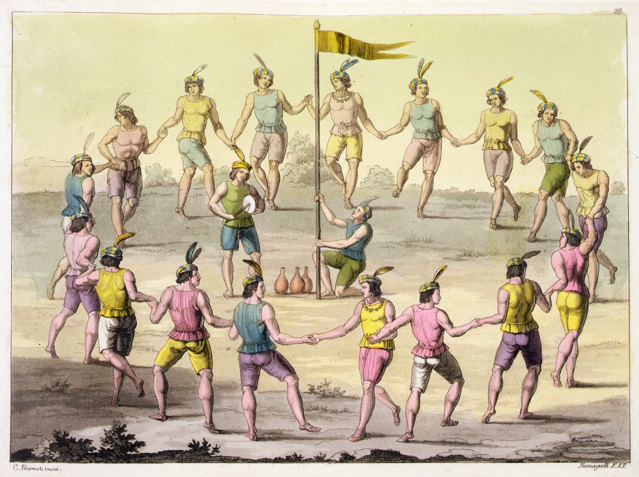 Chilean Indians Doing a Ceremonial Dance by John (after) White