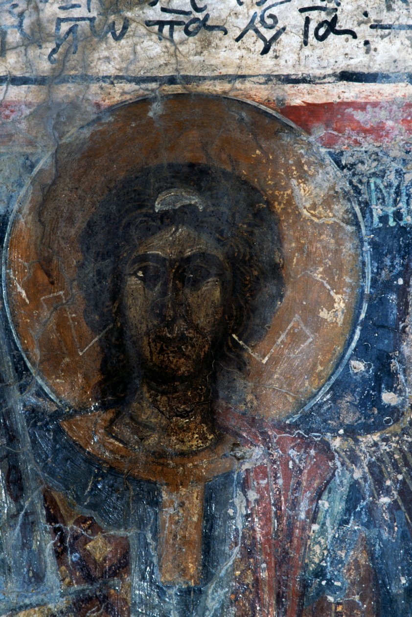 Christ, fresco in church of Agia Paraskevi, Voutas, Crete, Greece by Walter Charles Mills