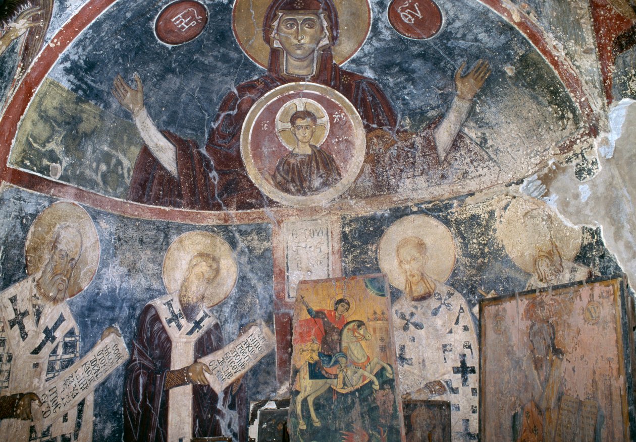 Frescoes in Byzantine Church of Agios Georgios, Vathi, Crete, Greece by Walter Charles Mills