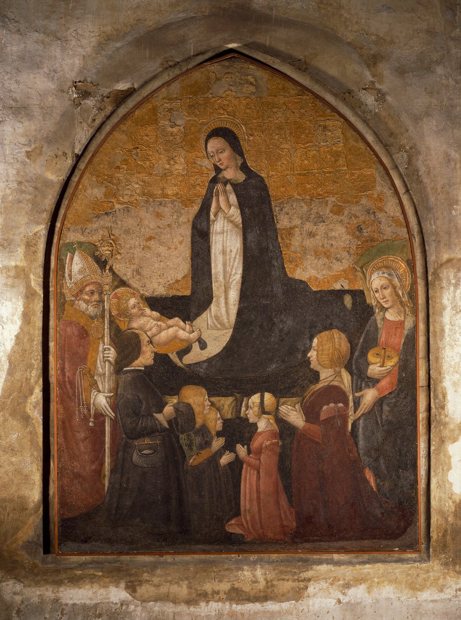 Virgin Adoring the Child, fresco, Chapel of the Tower, Church of St Mary the Gracious by Walter Charles Mills