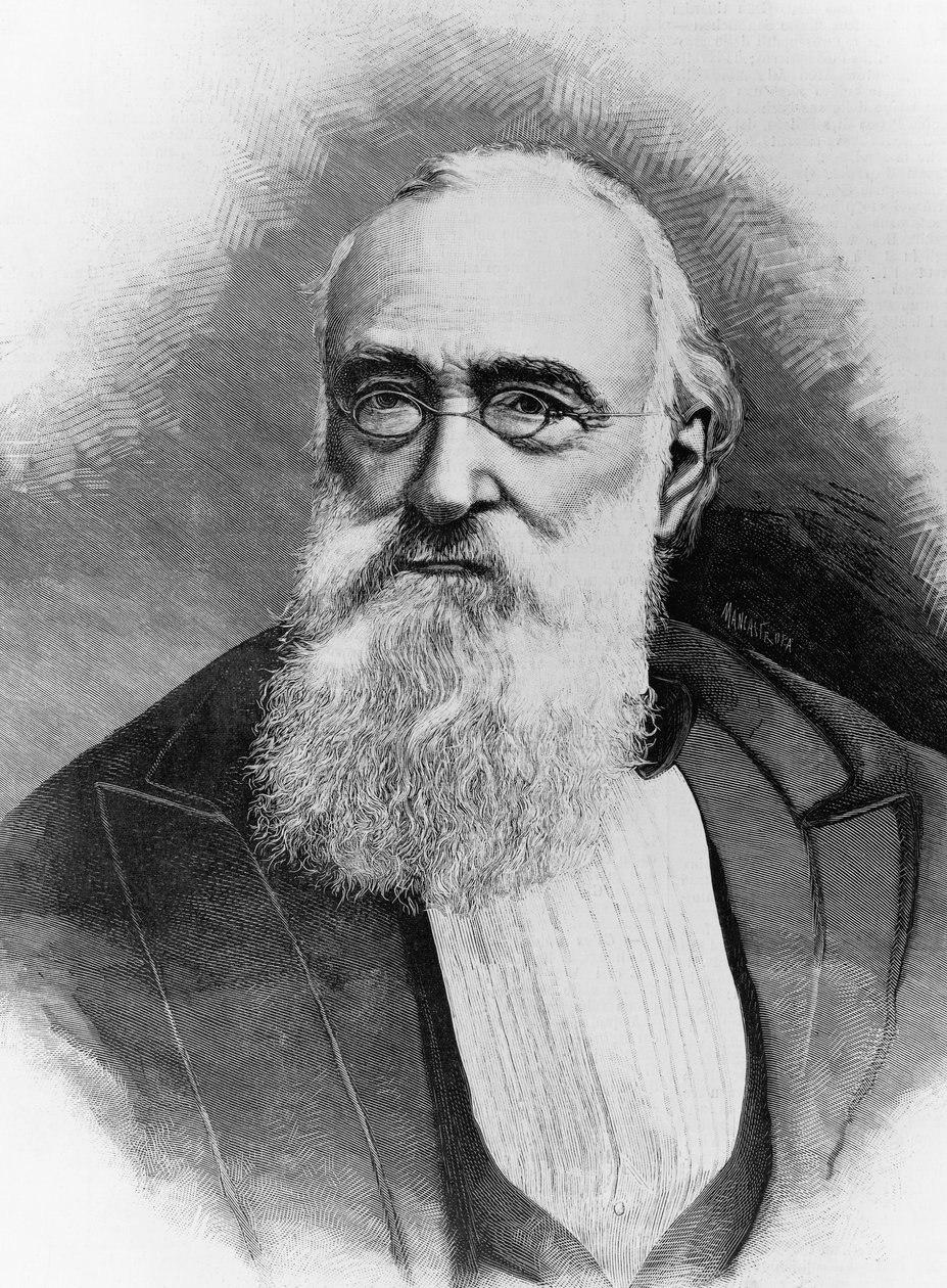 Portrait of Agostino Depretis, Italian statesman and Prime Minister of Kingdom of Italy, engraving after photograph by Michele Schemboche by Walter Charles Mills