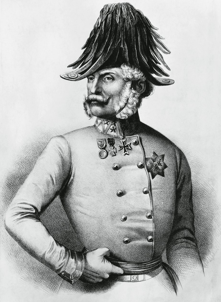 Portrait of Ferencz Gyulai, Austro-Hungarian general and politician, engraving by Walter Charles Mills