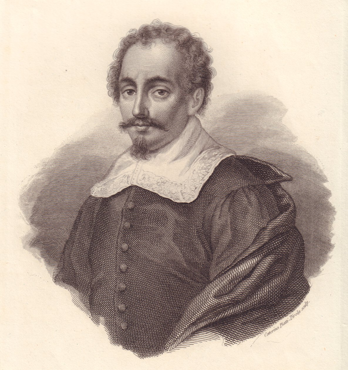 Portrait of Italian geographer Jacopo Cantelli, copper engraving by Caterina Piotti-Pirola by Walter Charles Mills