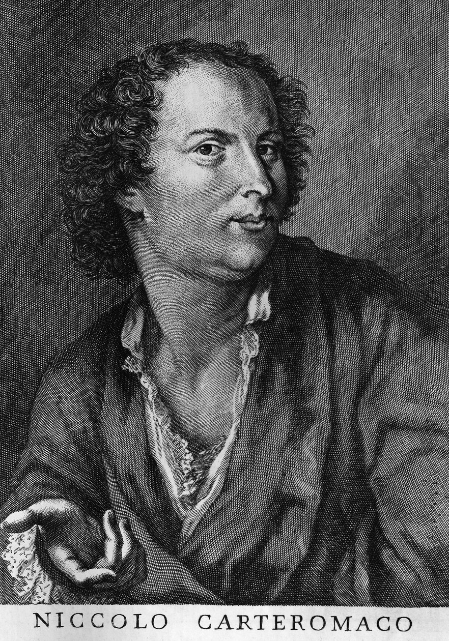 Portrait of Niccolo Forteguerri, also known as Niccolo Carteromaco, Italian poet, engraving by Walter Charles Mills