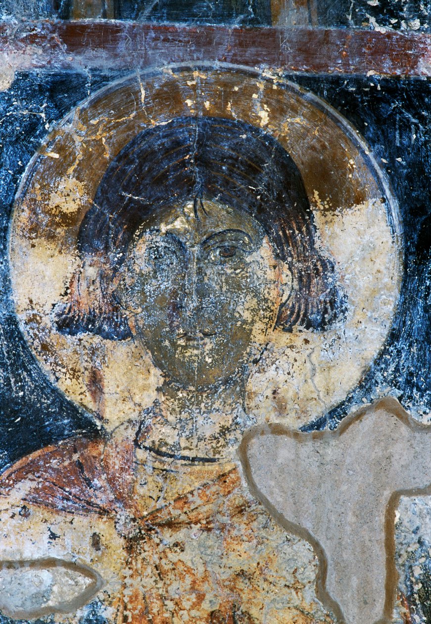 Saint, fresco in St Nicholas Chapel, Maza, Crete, Greece by Walter Charles Mills
