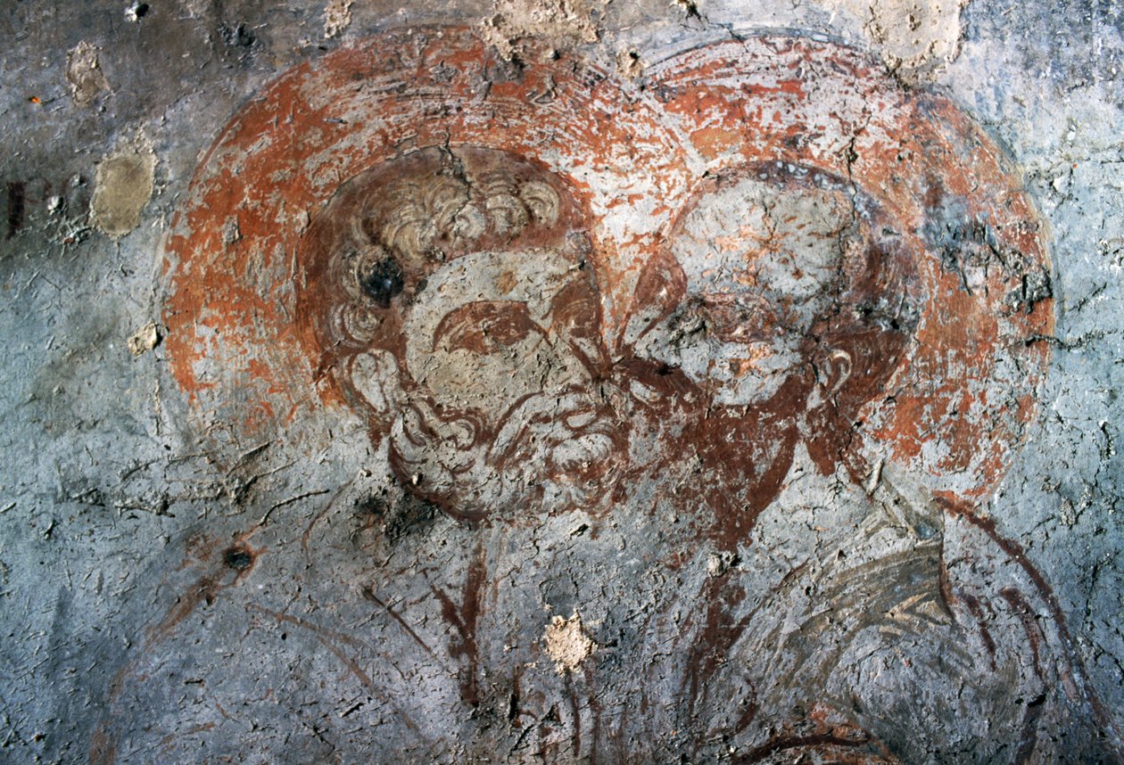 Saints Peter and Paul, fresco in the Church of Agios Antonios, Avdou, Crete, Greece by Walter Charles Mills