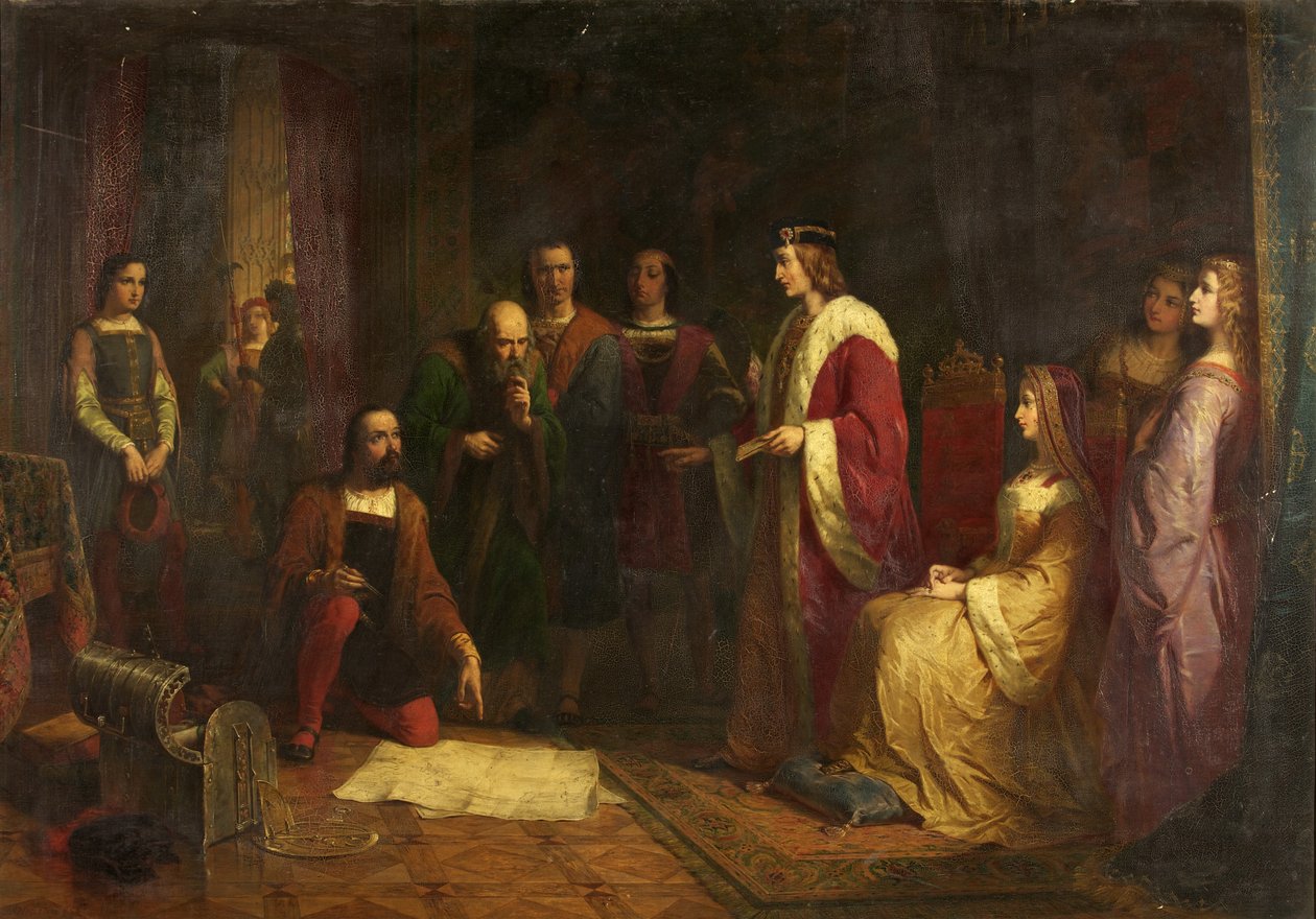Cabot and his Son, Sebastian, at the Court of Henry VII by John Adam P. Houston