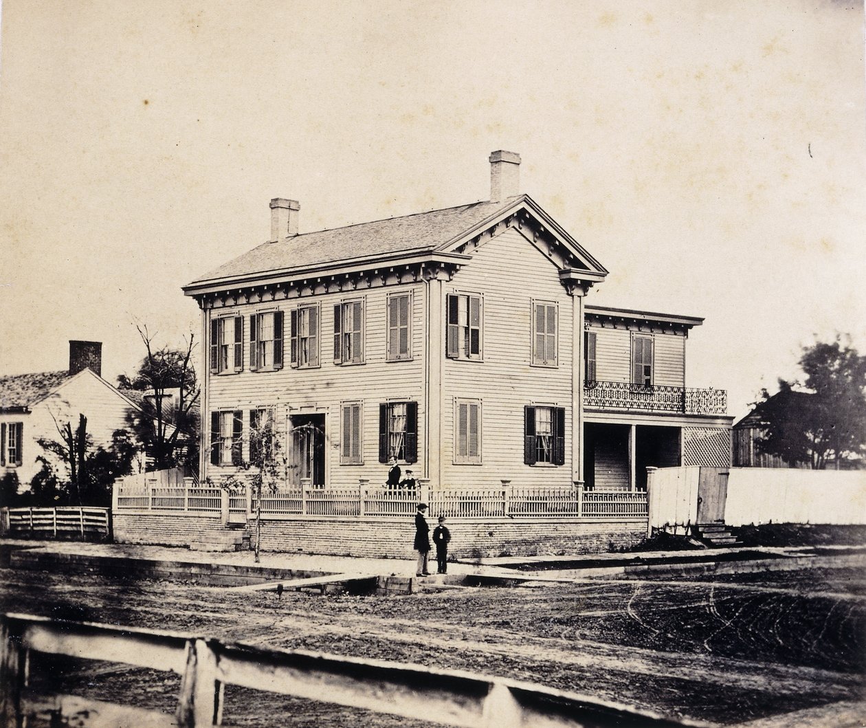 Abraham Lincoln posing before his Springfield, Massachusetts Home, c.1860s-1870s by John Adams Whipple