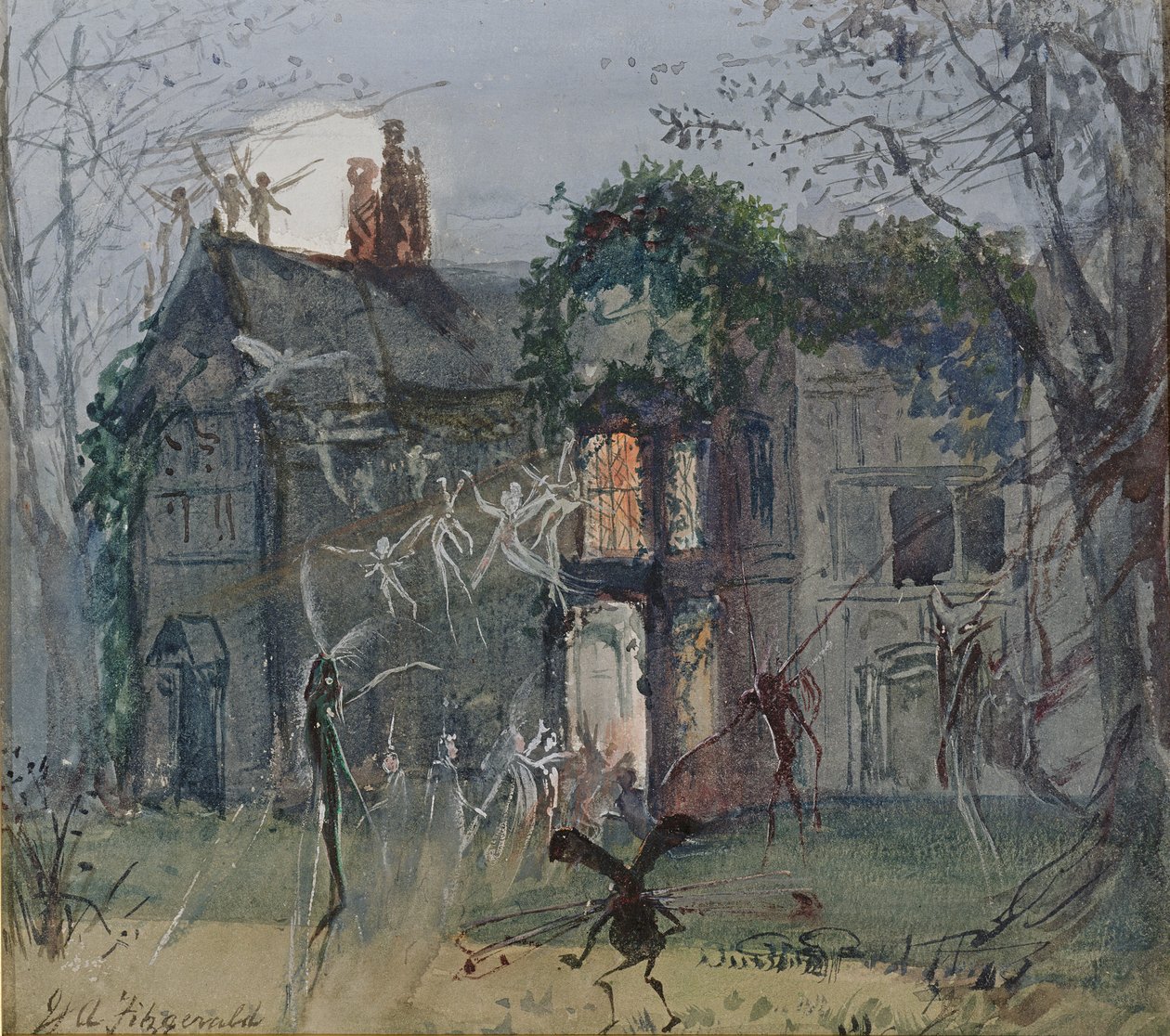 The Old Hall, Fairies by the Moonlight by John Anster Fitzgerald