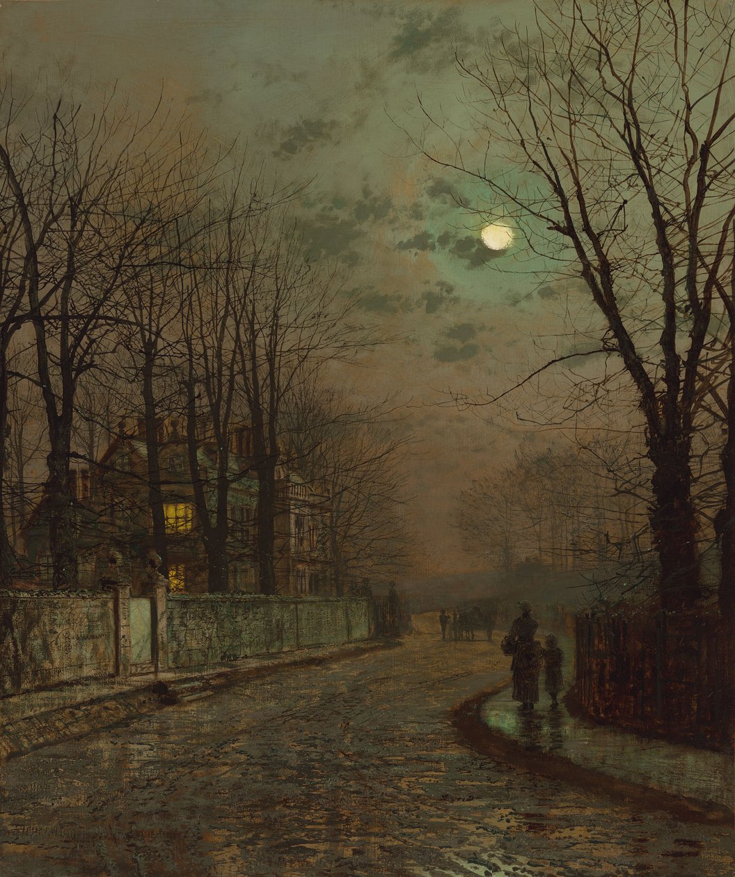 A Wet Road, Knostrop, Yorkshire by John Atkinson Grimshaw