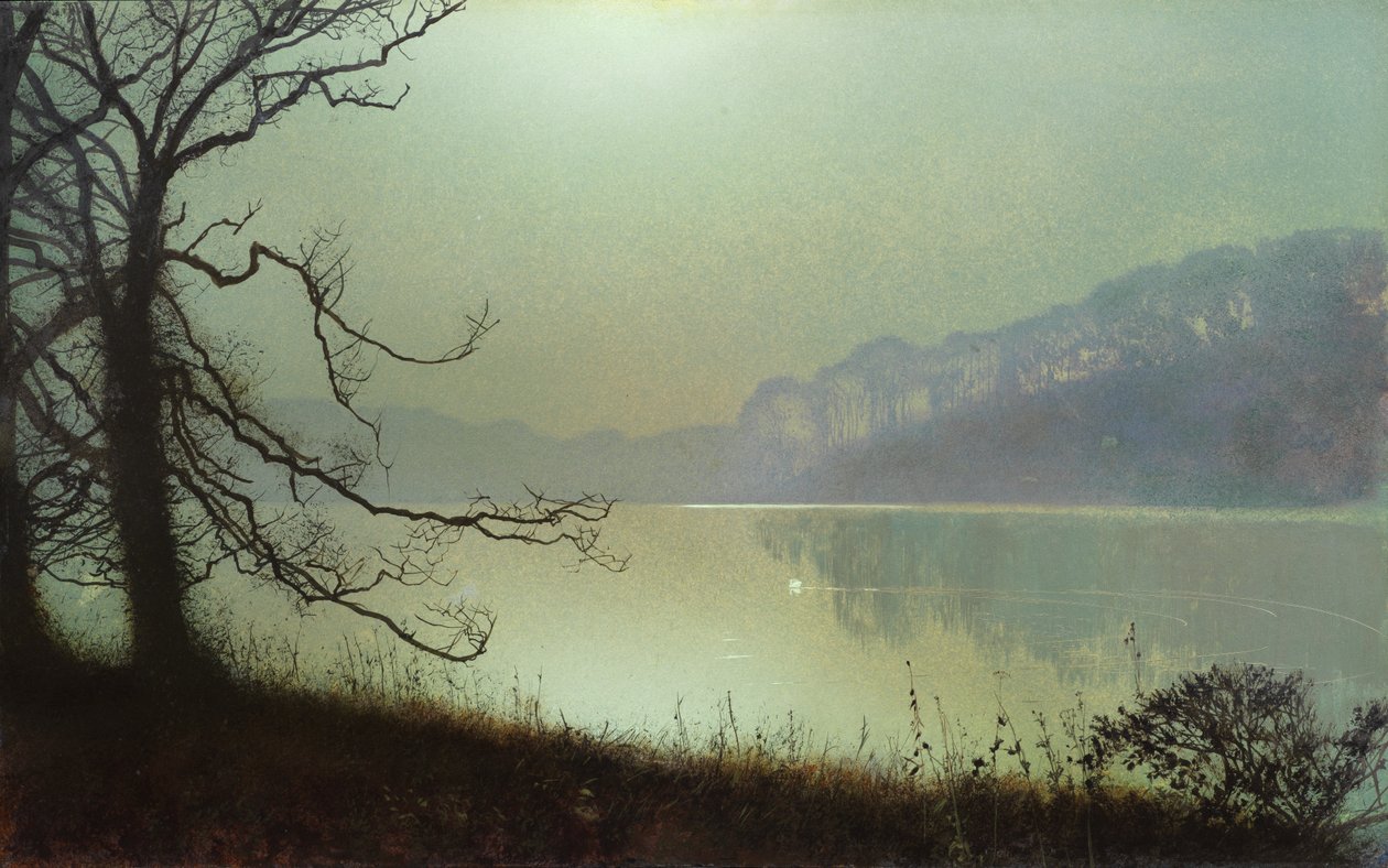 At the Lakeside, Moonlight by John Atkinson Grimshaw