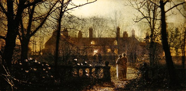Moonlit Scene with Two Figures by John Atkinson Grimshaw