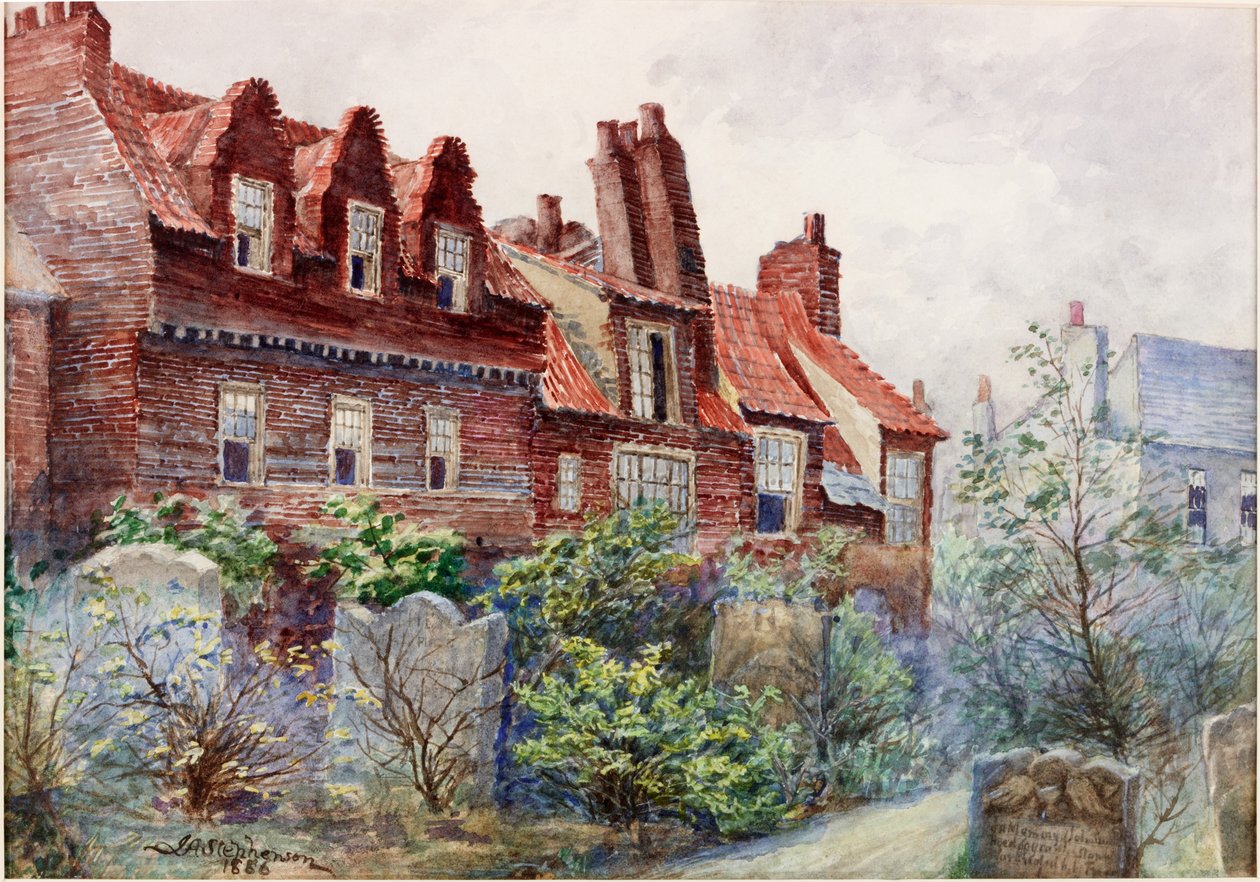 Houses in Silver Street from All Saints Churchyard, Newcastle upon Tyne, 1886 by John Atlantic Stephenson