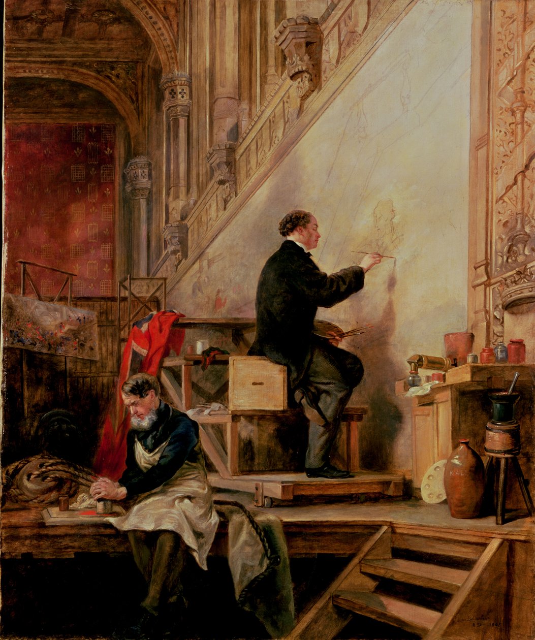 Daniel Maclise (1806-70) painting his mural 