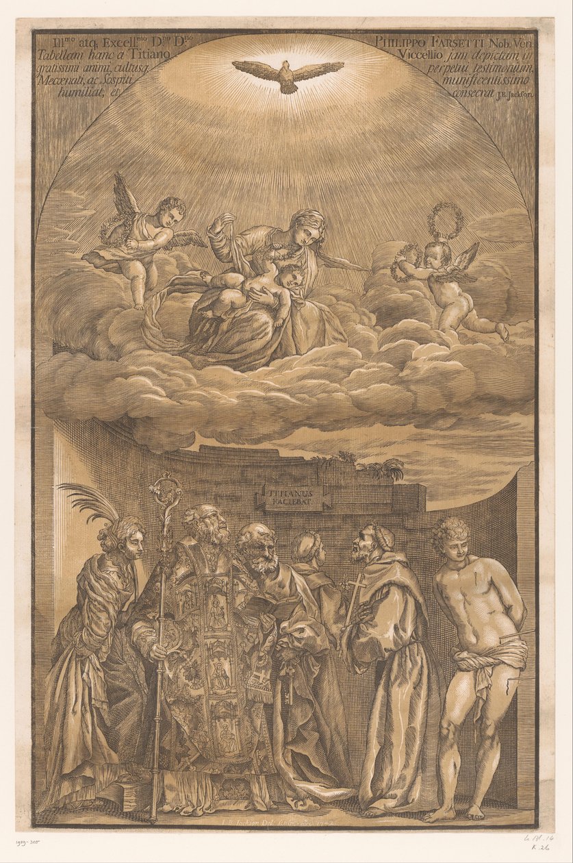 Mary in the clouds and six saints (series title) Artworks of Venetian masters (series title) by John Baptist Jackson