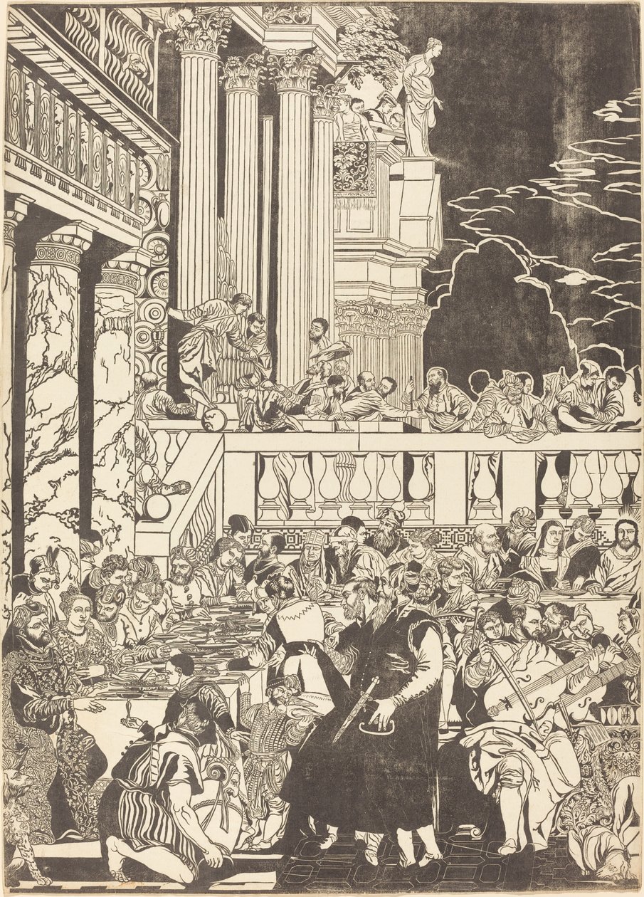 The Marriage at Cana (left plate) by John Baptist Jackson after Veronese