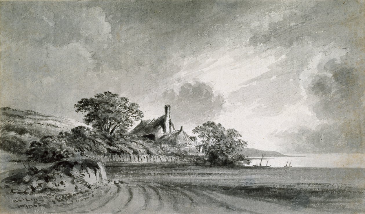 A Cottage near the Shore of a Lake by John Baptist Malchair