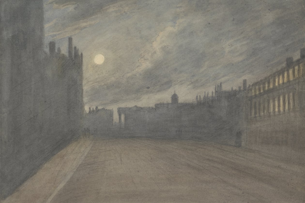 Broad Street, Oxford, Full Moon, 1790 by John Baptist Malchair