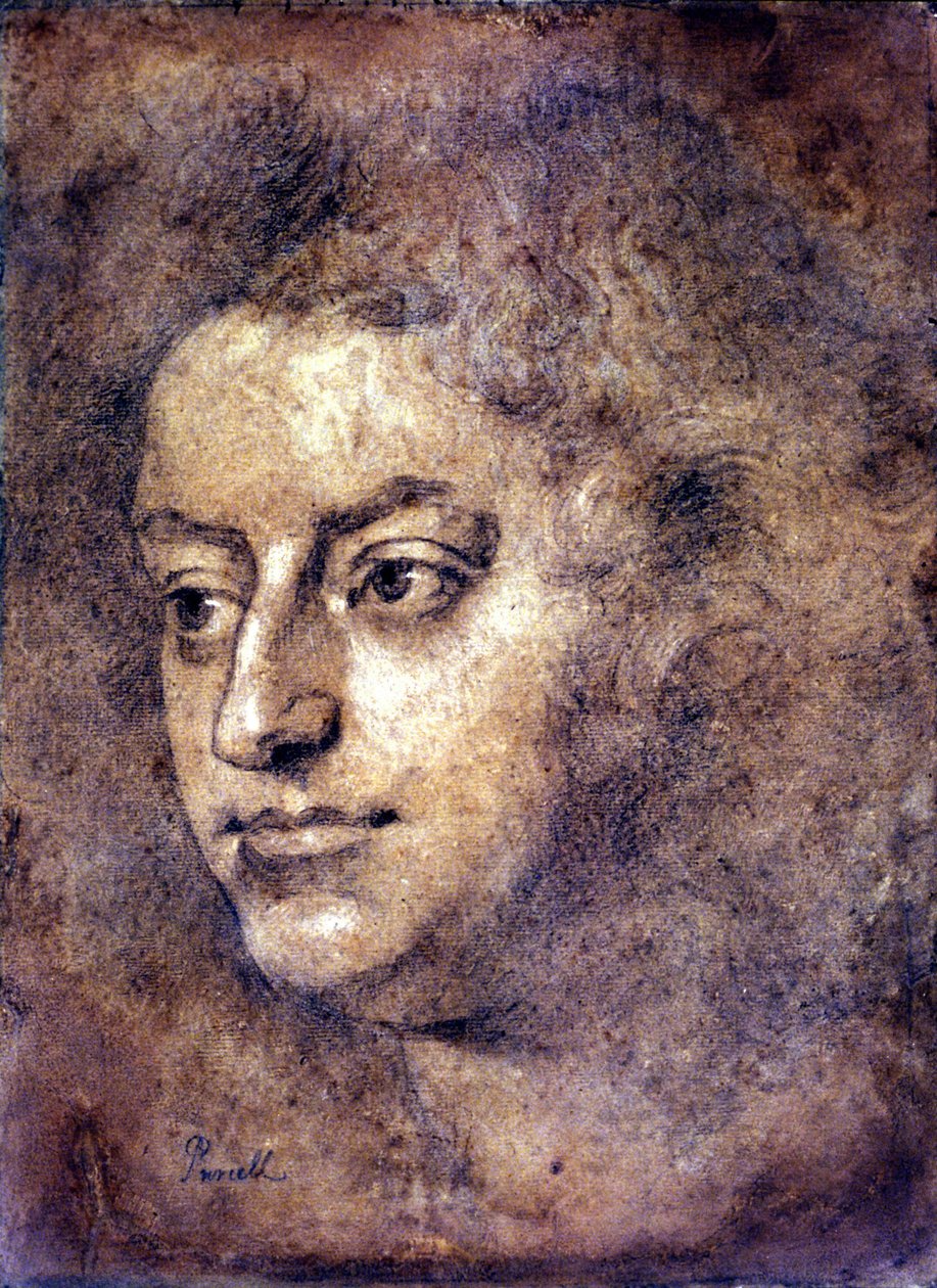 Portrait of Henry Purcell (1659 - 1695), English composer. Painting attributed to Sir John Closterman. Black chalk. 1695. London, National Portrait Gallery. by John Baptiste Closterman