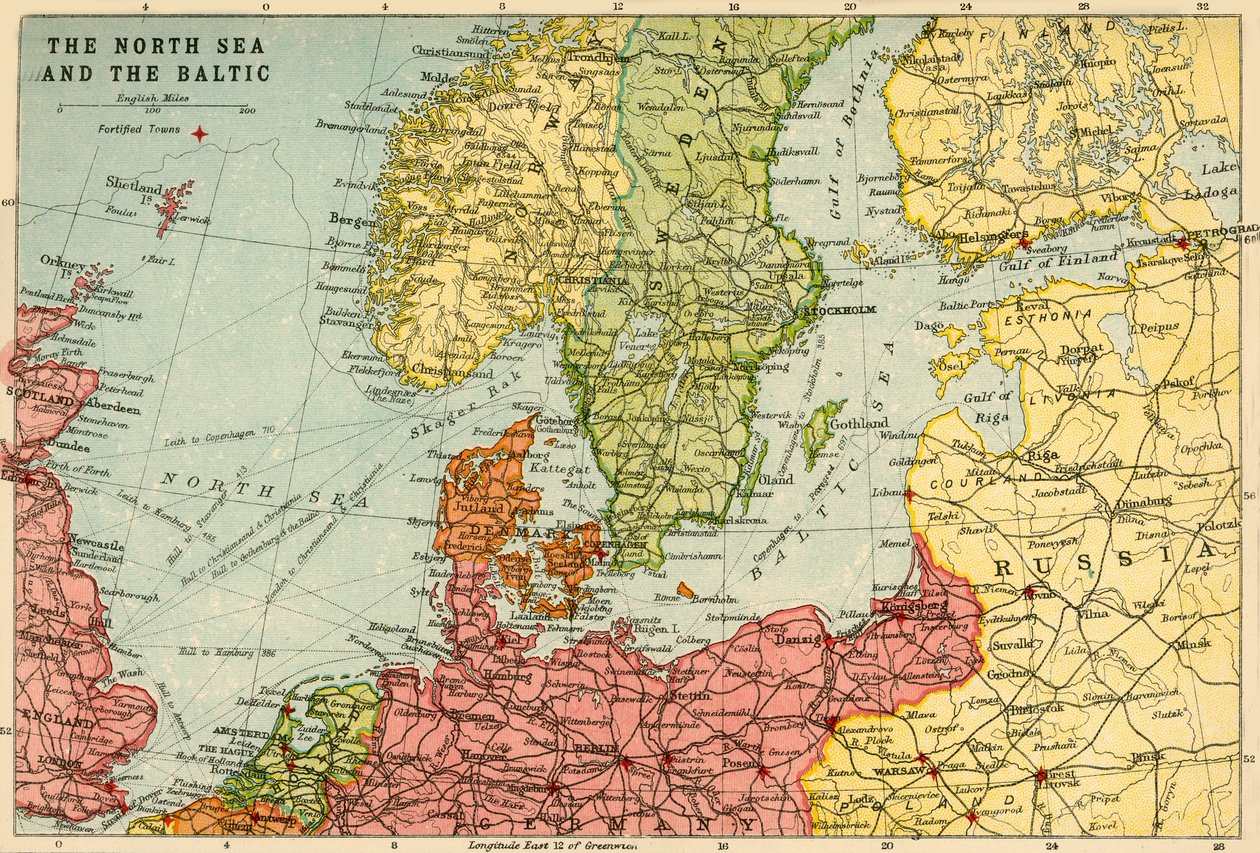 Map of the North Sea and the Baltic by John Bartholomew and Son