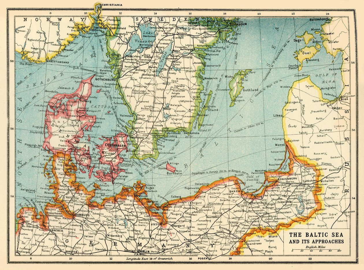 The Baltic Sea and Its Approaches, First World War, c1915, c1920 by John Bartholomew and Son