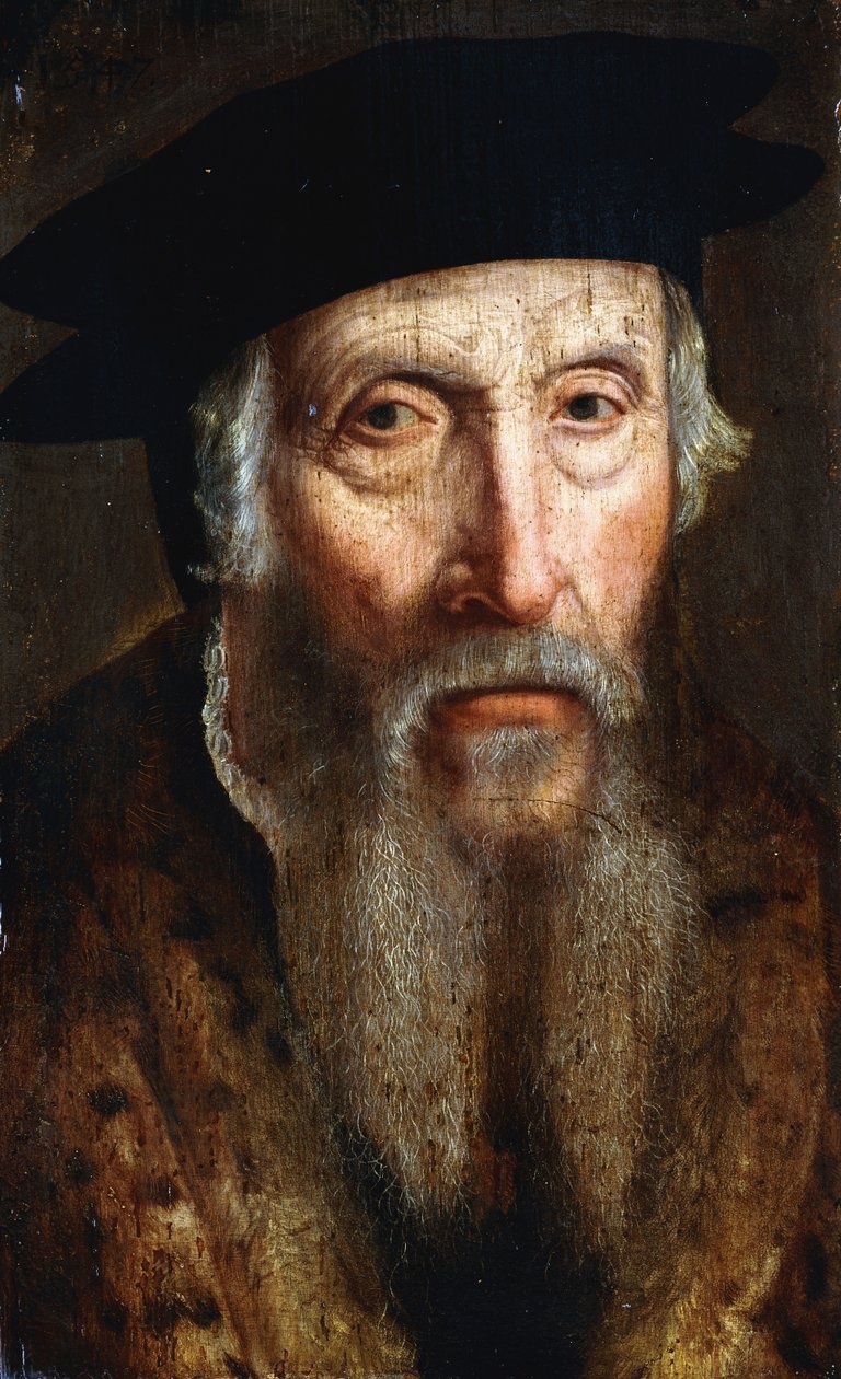 Portrait of a Bearded Man, Bust Length, in a Fur Trimmed Coat and Black Hat by John Bettes