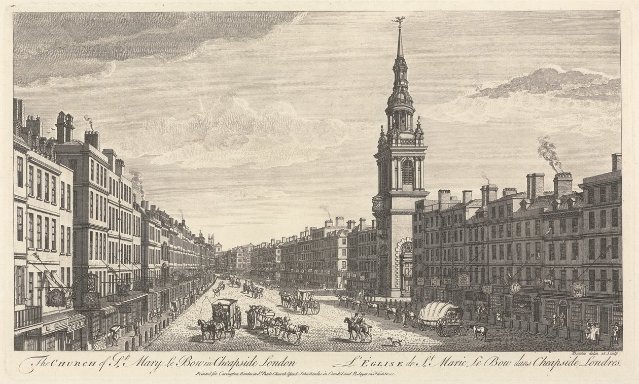 The Church of St. Mary le Bow in Cheapside London by John Bowles