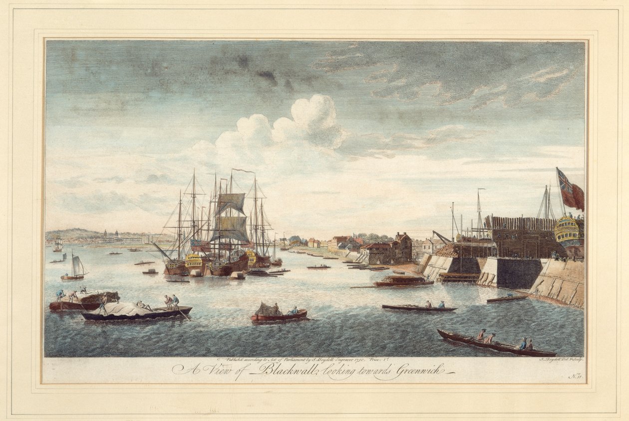 A View of Blackwall Looking Towards Greenwich by John Boydell