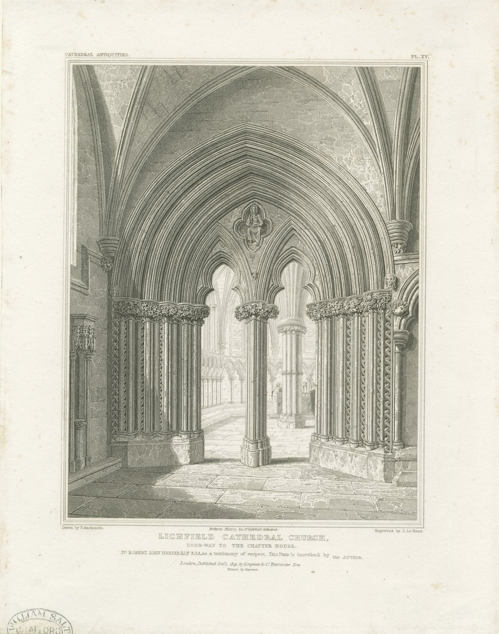 Interior of Lichfield Cathedral - Chapter House doorway by John Britton