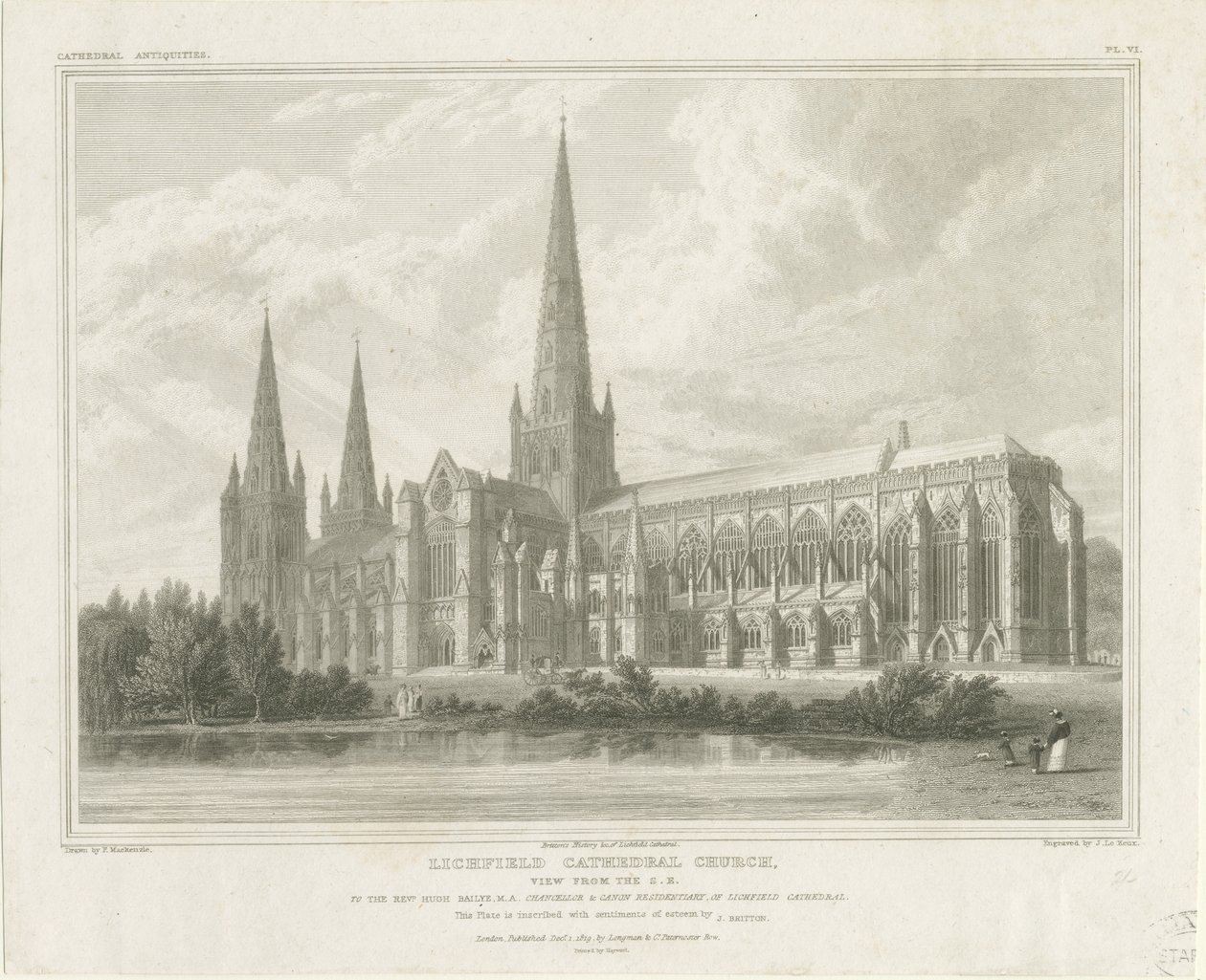 Lichfield Cathedral - South East View by John Britton