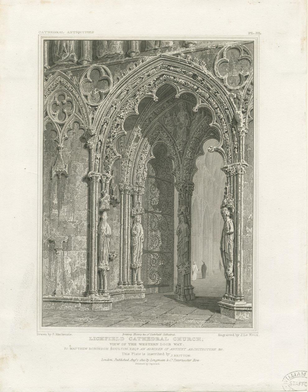 Lichfield Cathedral - West Doorway by John Britton