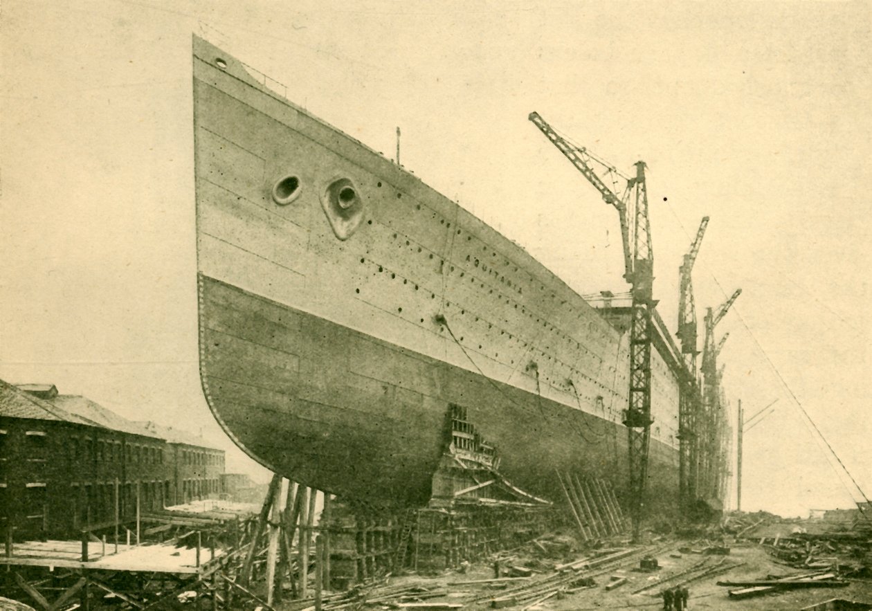 The Aquitania on the Stocks by John Brown and Company