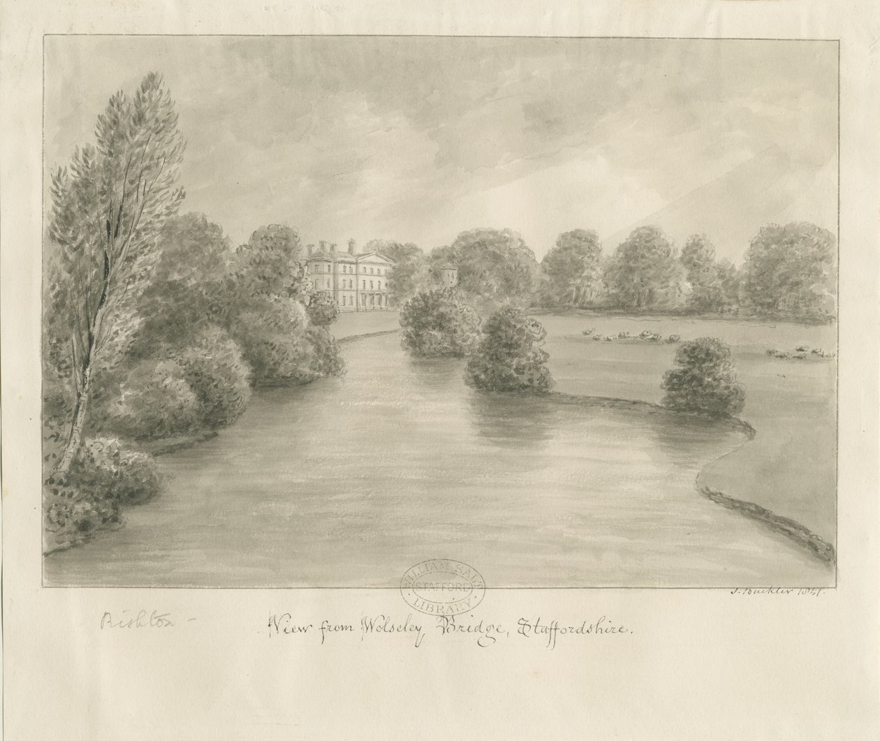 Bishton Hall, 1841 by John Buckler