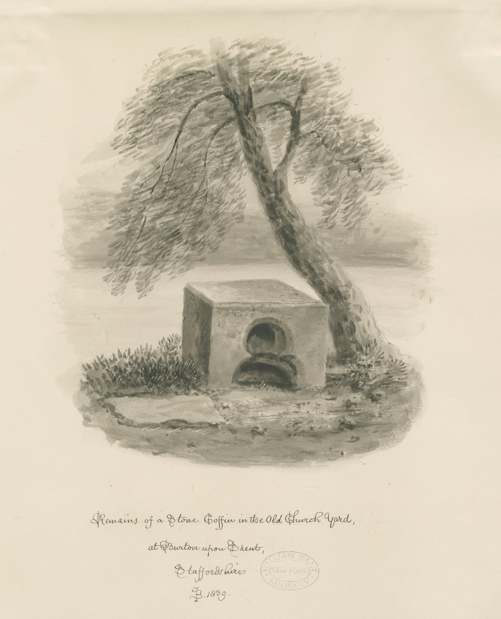 Stone Coffin in Old Churchyard by John Buckler