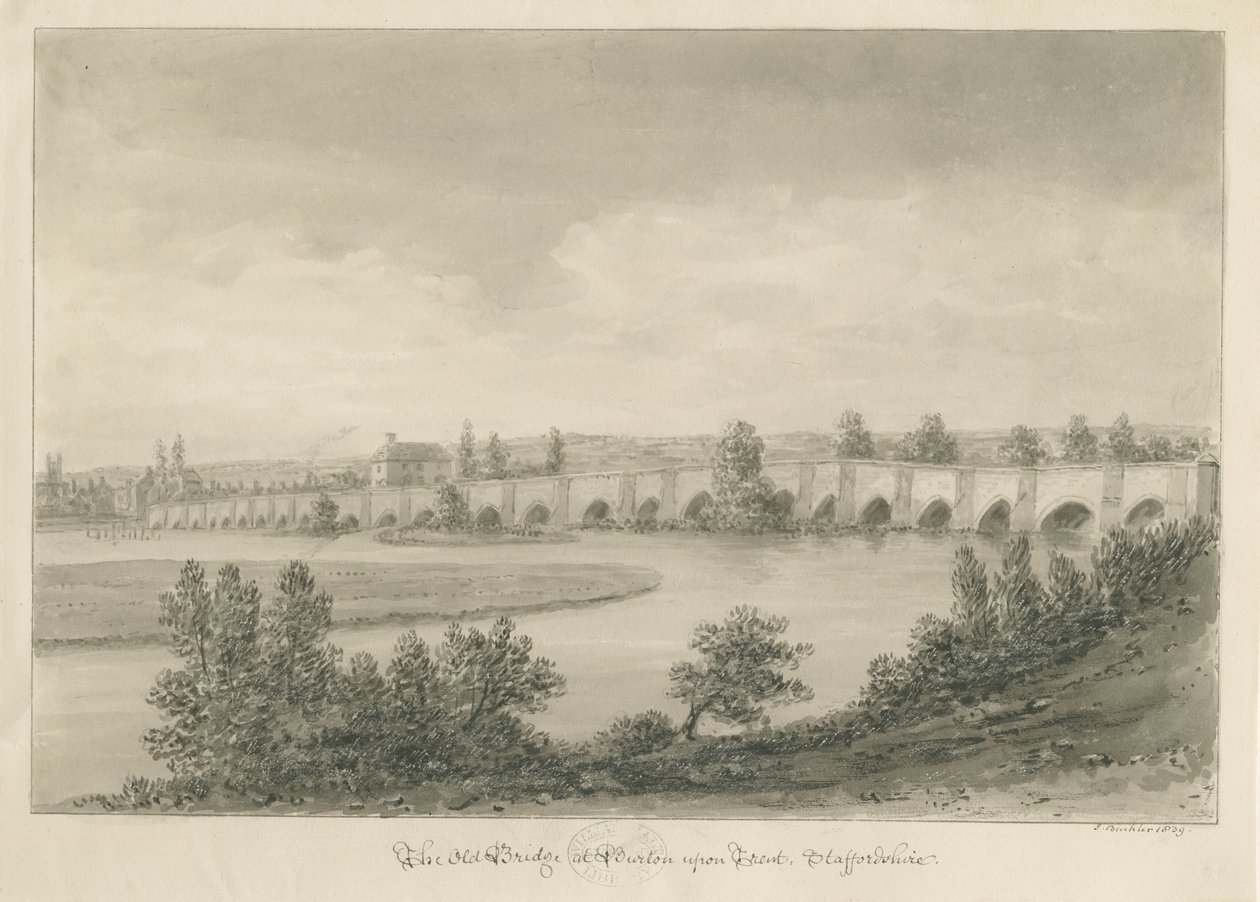 Burton-upon-Trent Bridge and Town by John Buckler