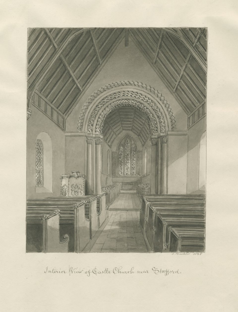Castle Church - Interior of Church by John Buckler