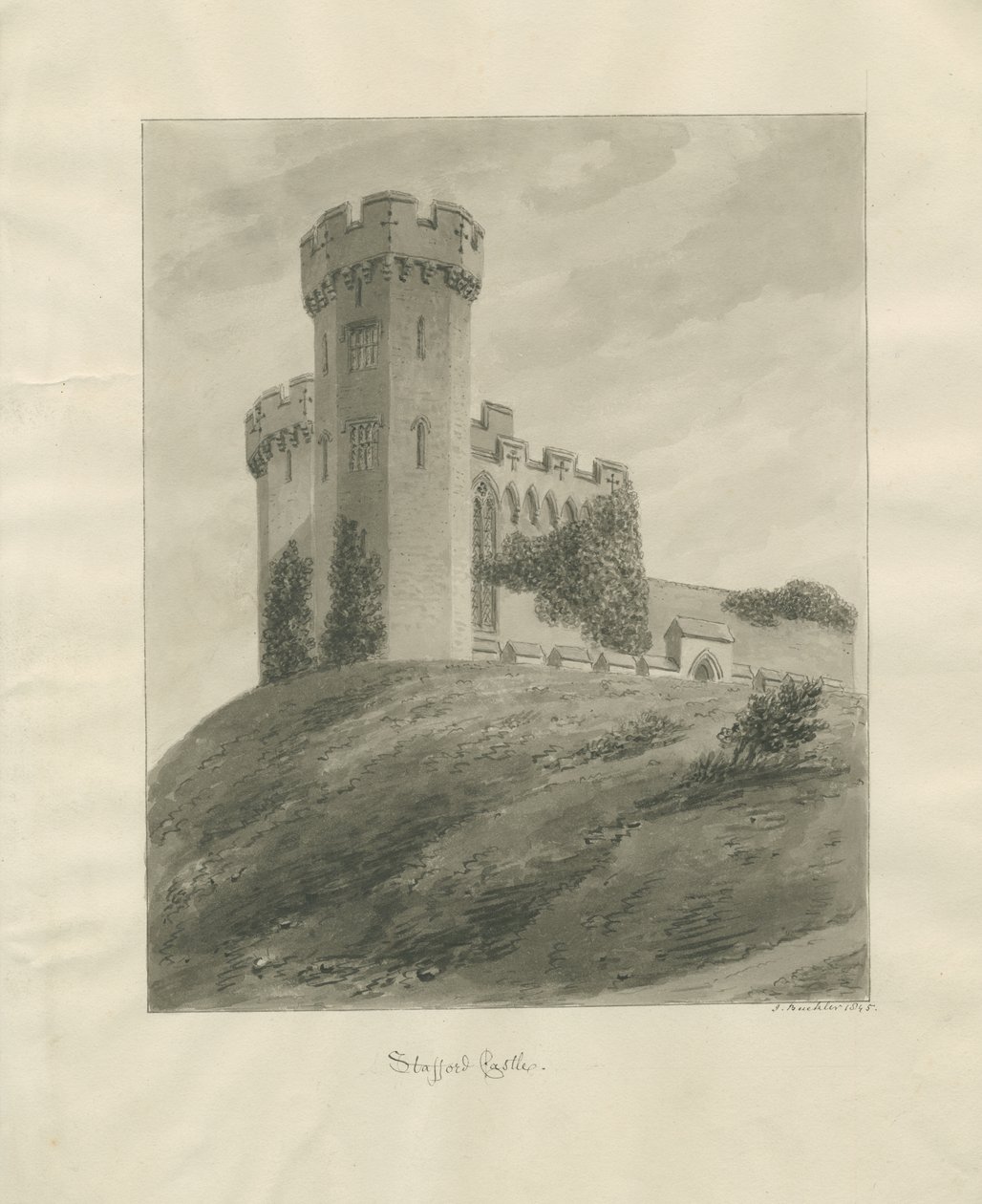 Castle Church - Stafford Castle by John Buckler