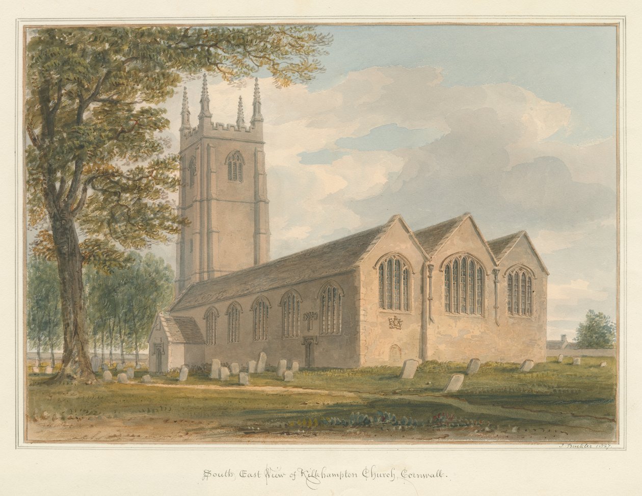 Cornwall - Kilkhampton Church, 1827 by John Buckler