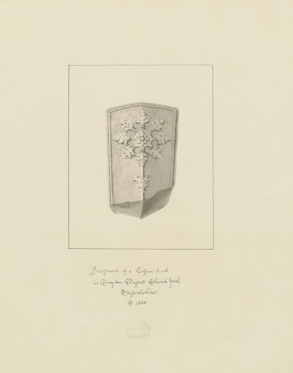 Coffin Lid, Drayton Bassett Church by John Buckler
