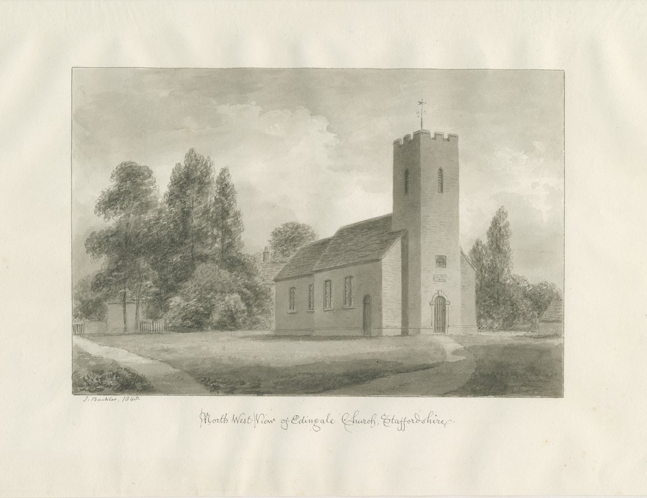 Edingale Church by John Buckler: Premium art reproduction