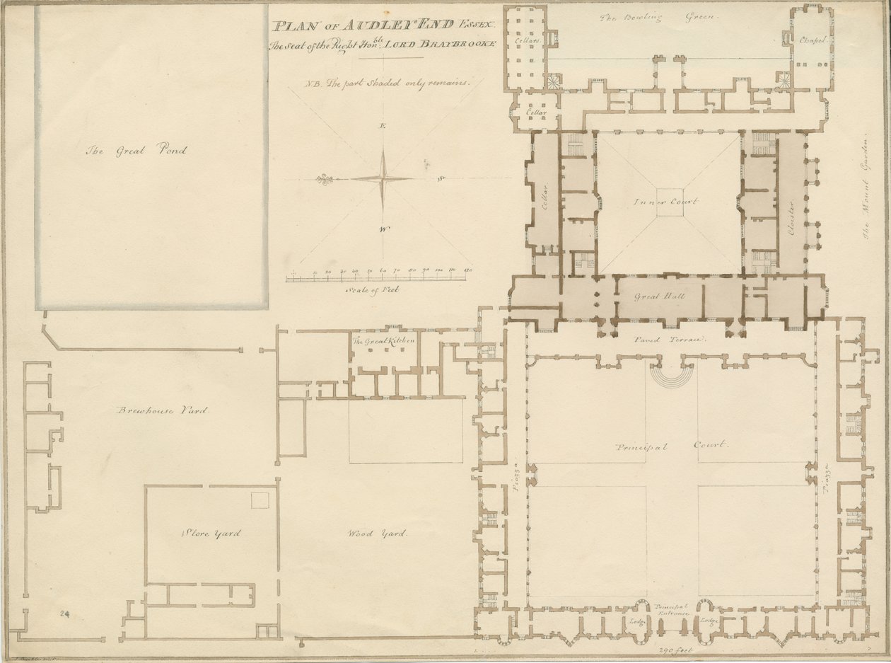 Essex - Audley End - Plan, 1815 by John Buckler