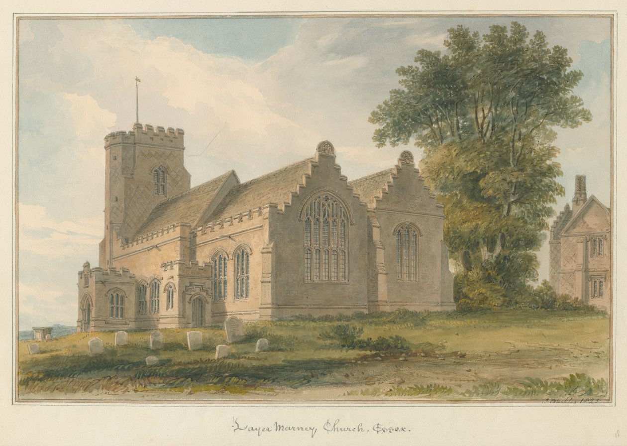 Essex - Layer Marney Church, 1825 by John Buckler