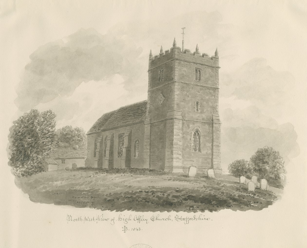 High Offley Church by John Buckler: Premium art reproduction