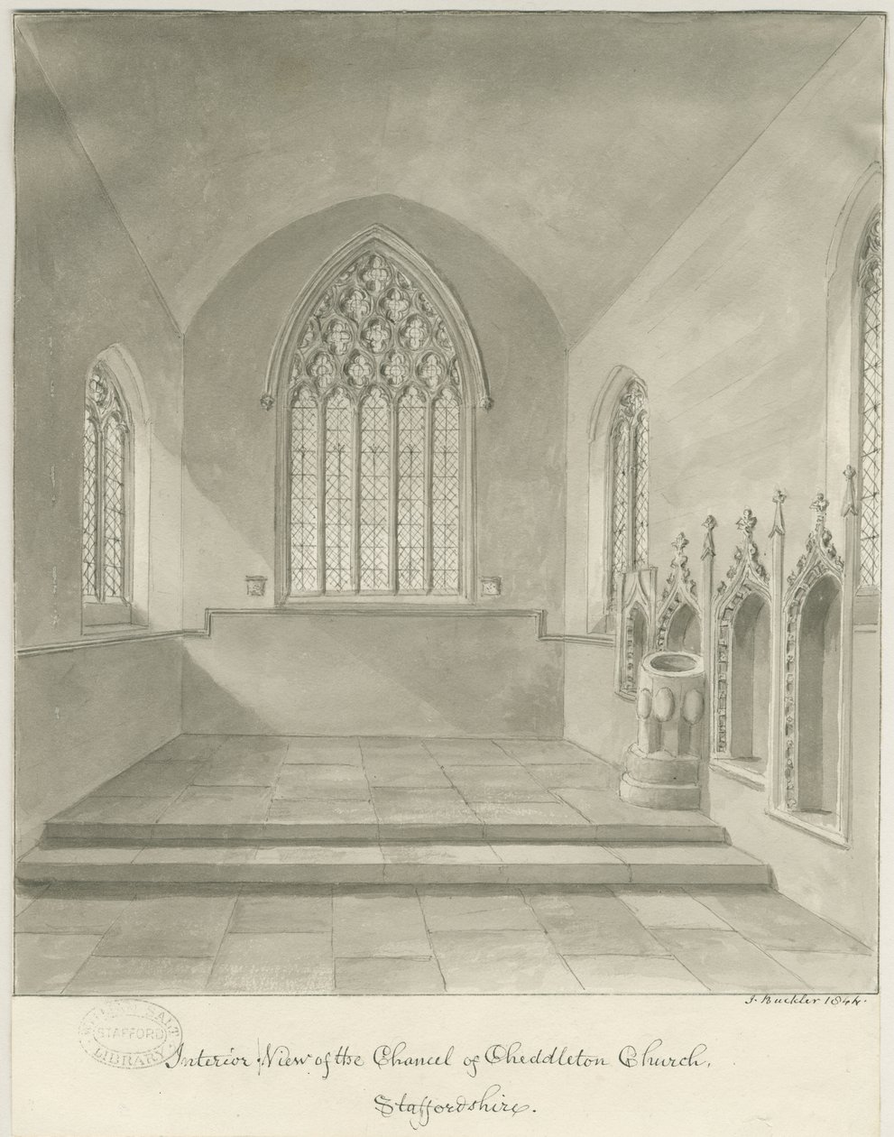 Interior of Cheddleton Church by John Buckler